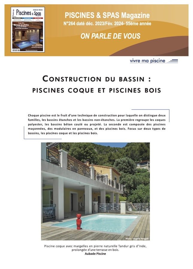 Article Piscines et SPAS magazine.